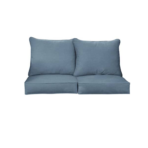 SORRA HOME 27 in. x 23 in. Sunbrella Spectrum Denim Deep Seating Indoor/Outdoor Loveseat Cushion