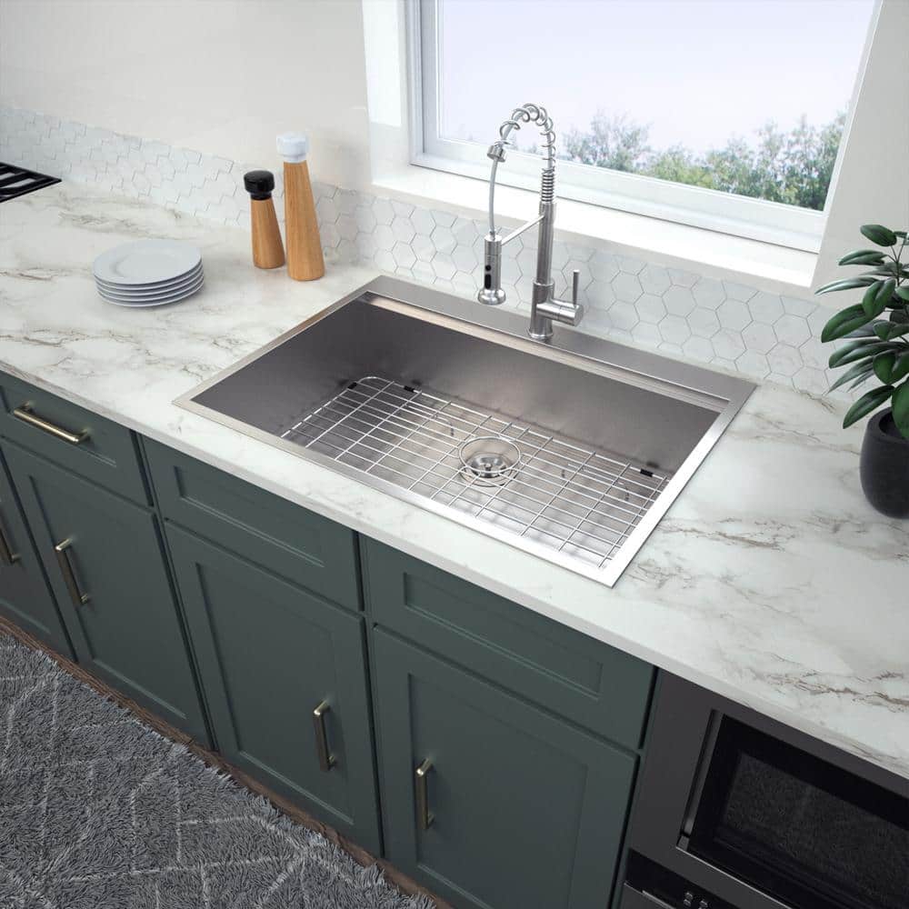 30'' Stainless Steel Single Bowl Kitchen Sink with Workstation