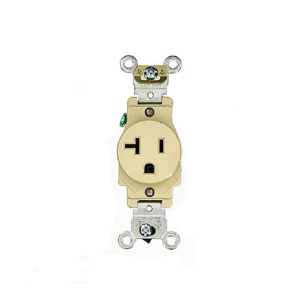 Leviton 20 Amp Industrial Grade Heavy Duty Self Grounding Single Outlet Ivory 5361 I The Home 6954