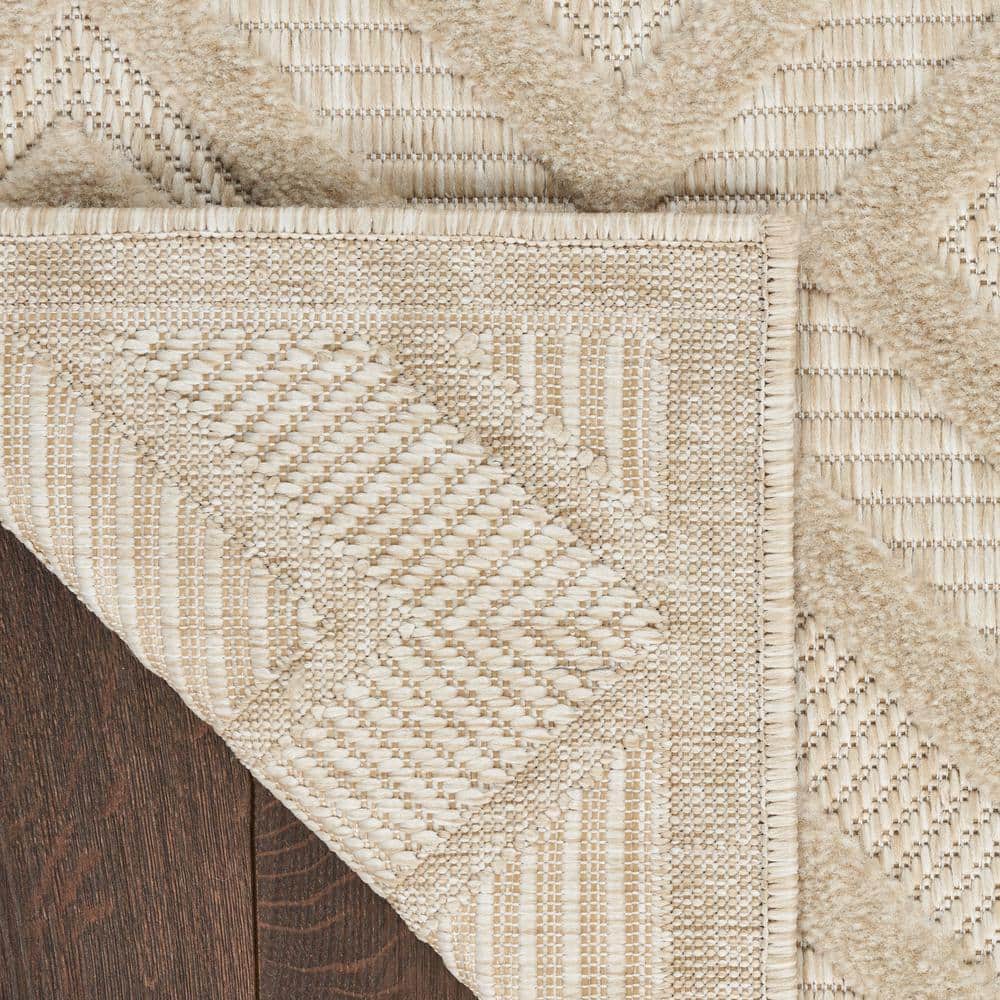 Cream Diamond Pattern 10' x 14' Synthetic Flatweave Area Rug