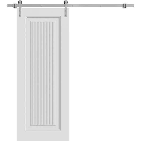 7888 18 in. x 84 in. Sold Core White Enamel Color Wood Sliding Barn Door with Hardware Kit