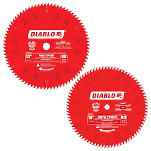 10 in. x 80-Tooth Ultra and 12 in. x 80-Tooth Fine Circular Saw Blades (2-Blades)