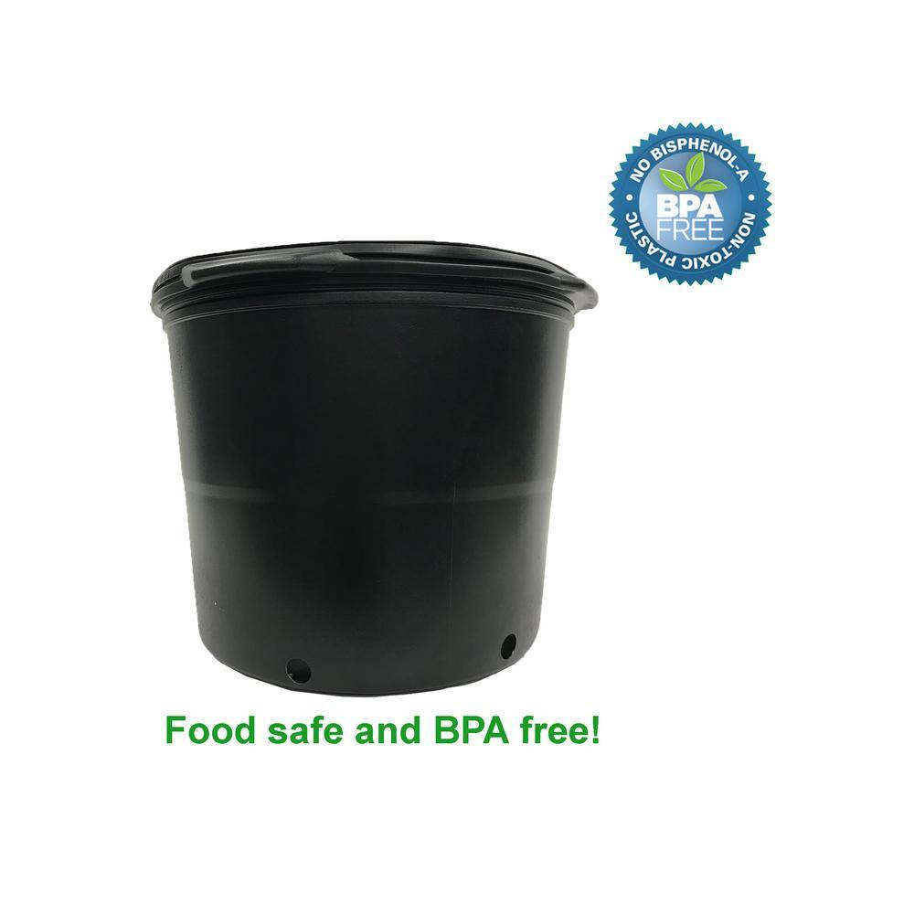 Medium Black BPA-Free Plastic Round Nursery Pots, 24-Pack