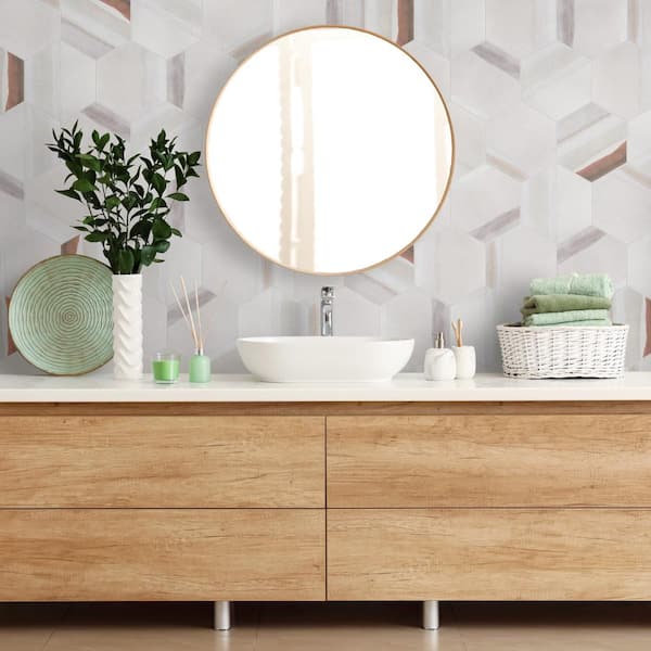 Matter Hex Canvas Bone Red 7-7/8 in. x 9 in. Porcelain Floor and Wall Tile (3.8 sq. ft./Case)