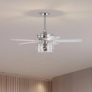 52 in. Ceiling Fan 5 Indoor/Outdoor for Living Room, Dining Room, Family Room Housing Color Chrome Ceiling Fan