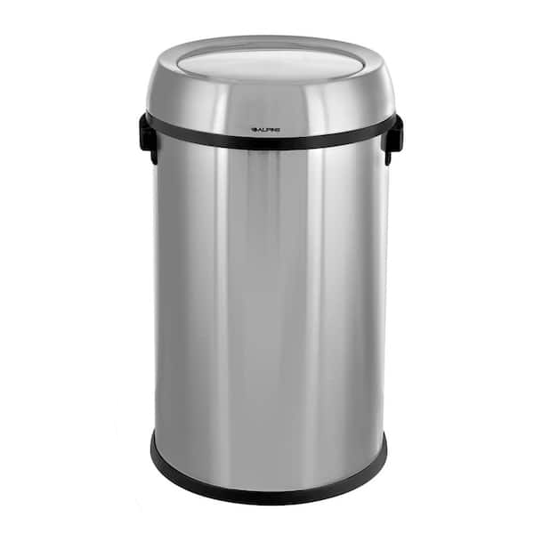 Alpine Industries 17 Gal. Heavy-Gauge Stainless Steel Round Commercial Vented Trash Can with Swivel Swing Lid