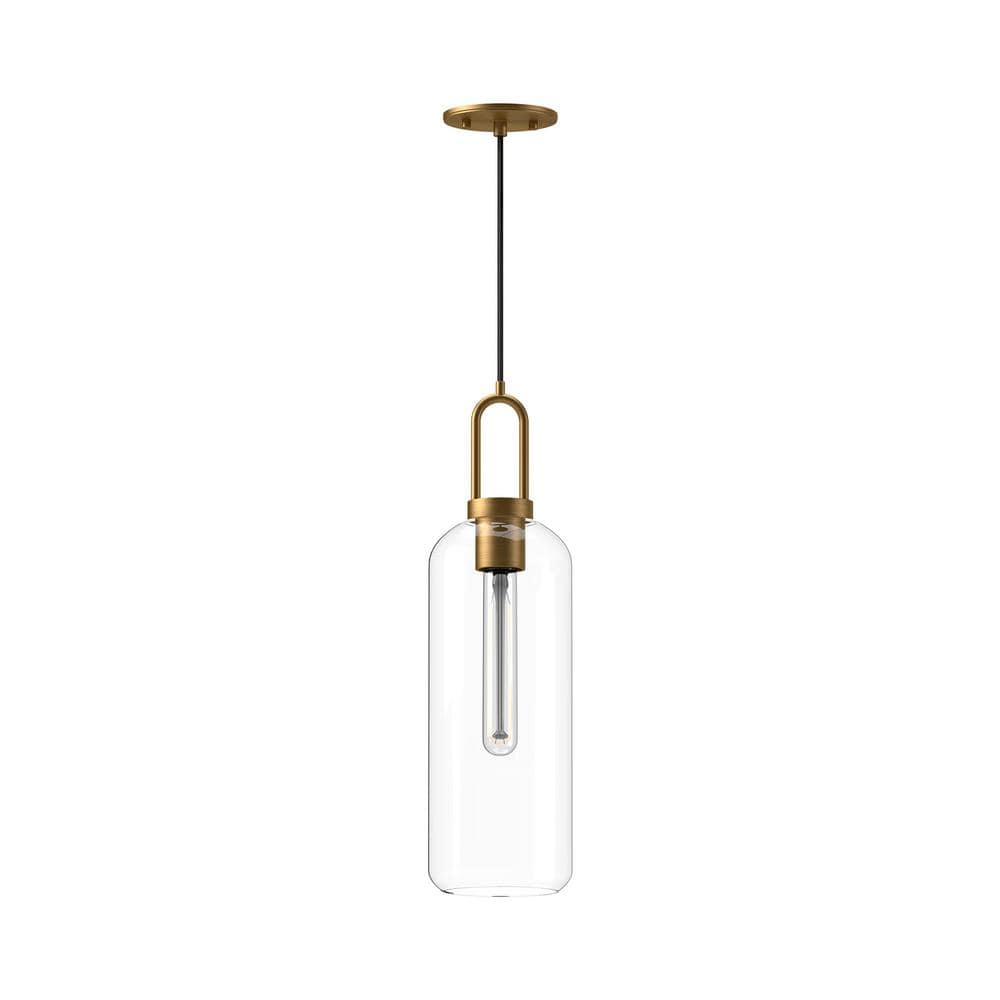 ALORA MOOD Soji 6 in. 1 Light 60-Watt Aged Gold/Clear Glass Pendant ...