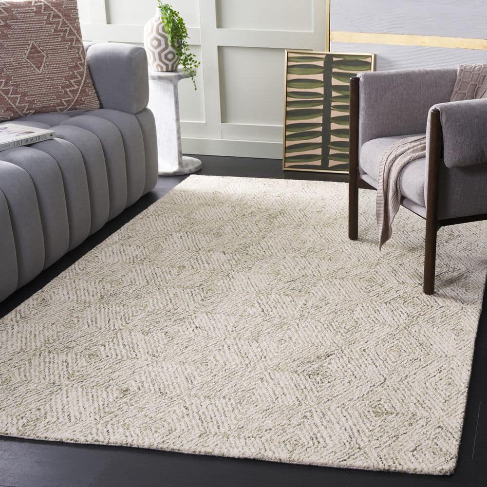 Ebony 6 ft. x 9 ft. Light Green/Ivory Scandinavian Diamond Texture Area Rug price history on PriceWatchPro