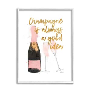 "Champagne Always Good Idea Phrase Chic Wine Bottle" by Amanda Greenwood Framed Drink Wall Art Print 24 in. x 30 in.