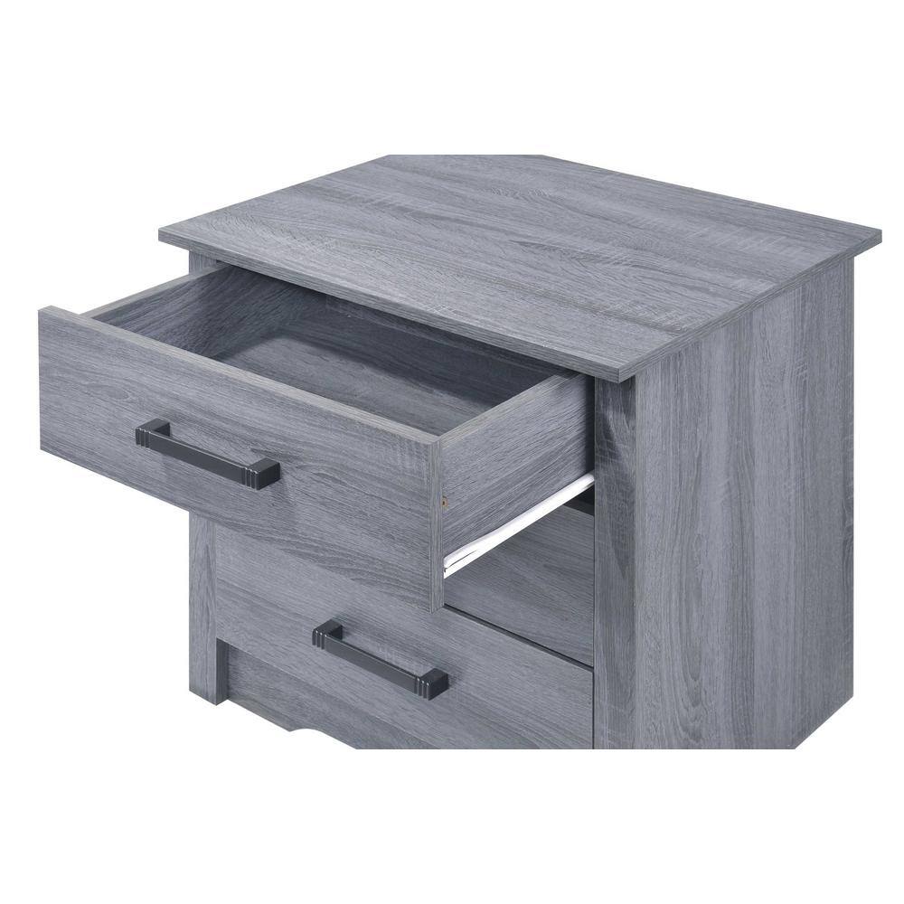 Hudson 3-Drawer Gray Nightstand with Metal Handles