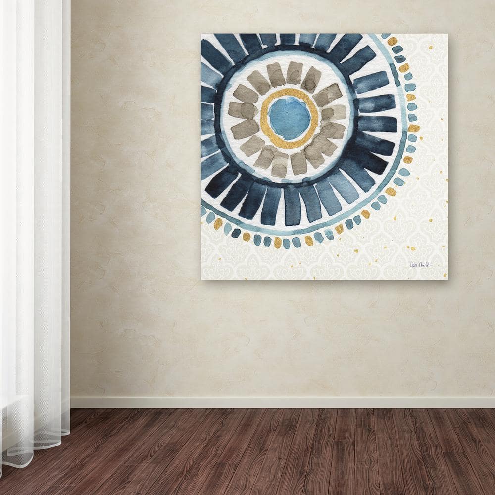 14" x 14" Teal and Gray Chrysanthemums Canvas Painting