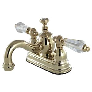 French Crystal 4 in. Centerset 2-Handle Bathroom Faucet in Polished Brass