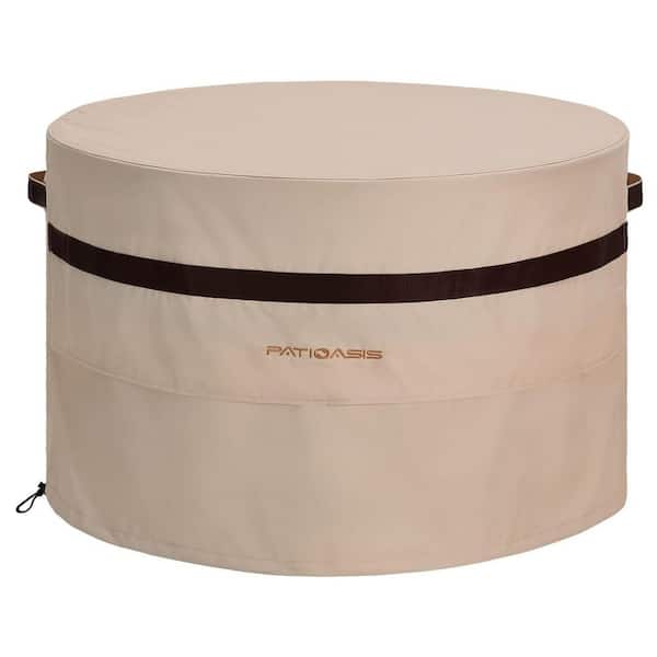 ITOPFOX 36 in. Round Fire Pit Cover Heavy Duty Waterproof Patio Gas Table Covers with Air Vent Dustproof, Beige