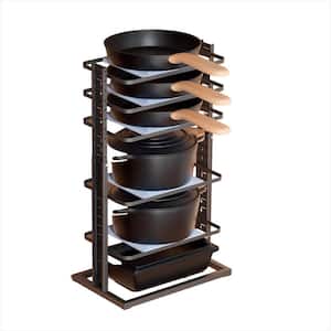 6-Tier Iron Heavy Duty Pan Pot Organizers, Adjustable 14 in. to 24.57 in. for under Cabinet, Black