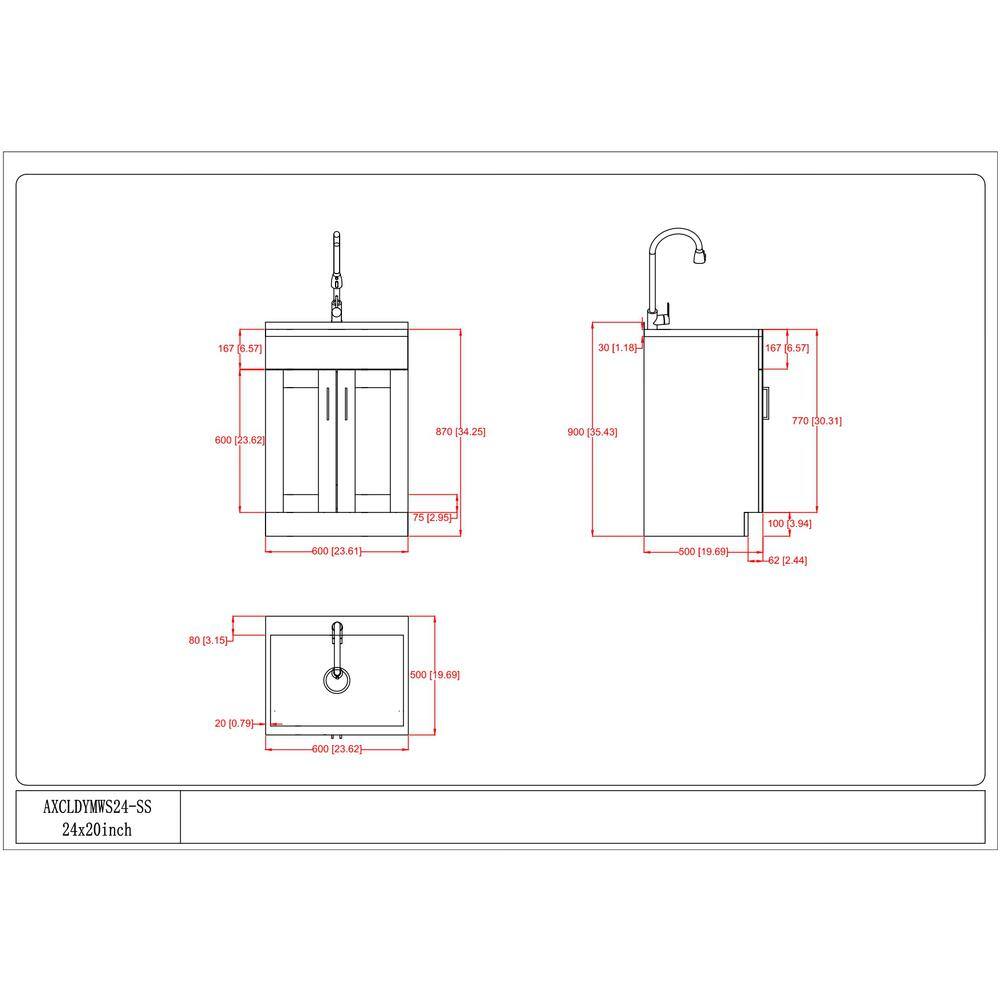 24-Inch White Shaker Utility Sink Cabinet with Stainless Steel Faucet