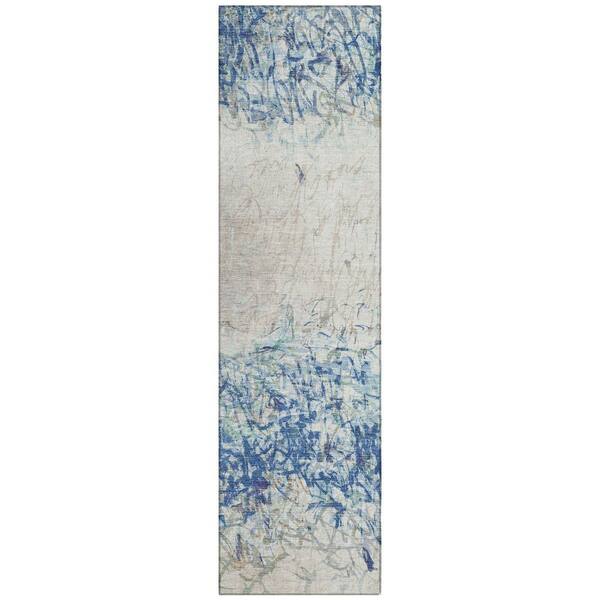 Chantille Machine Washable Indoor/Outdoor Abstract ACN2449 Navy 2 ft. x 7 ft. Runner Rug