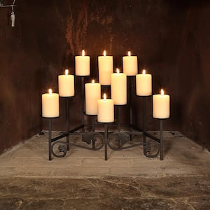 24 in. Long Black Iron Cathedral Hearth Fireplace Candle Holder