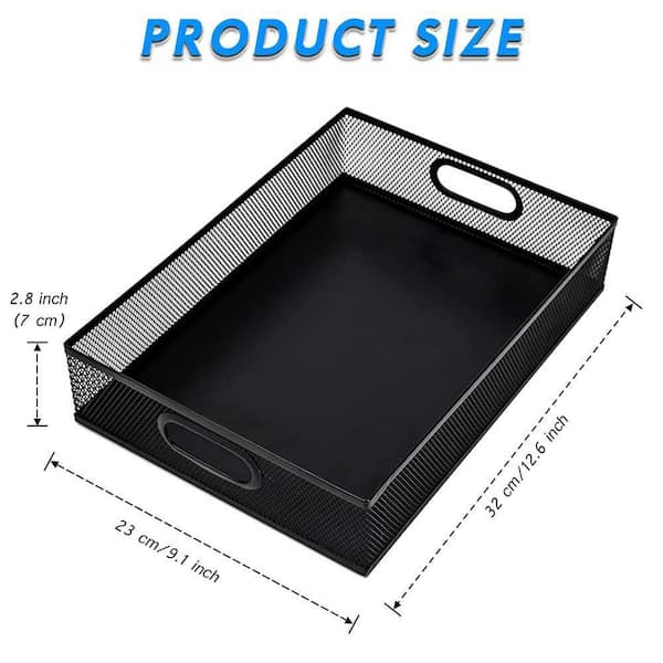 Black 13 in. x 9 in. Metal Mesh Desk Organizer Tray, Large Storage