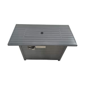 20 in. H x 54 in. W Propane Outdoor Patio Stainless Steel Push Button Fire Pit Table with Nylon Protective Cover, Grey
