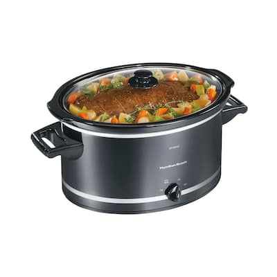8 Qt. Black Slow Cooker with Temperature Settings and Glass Lid
