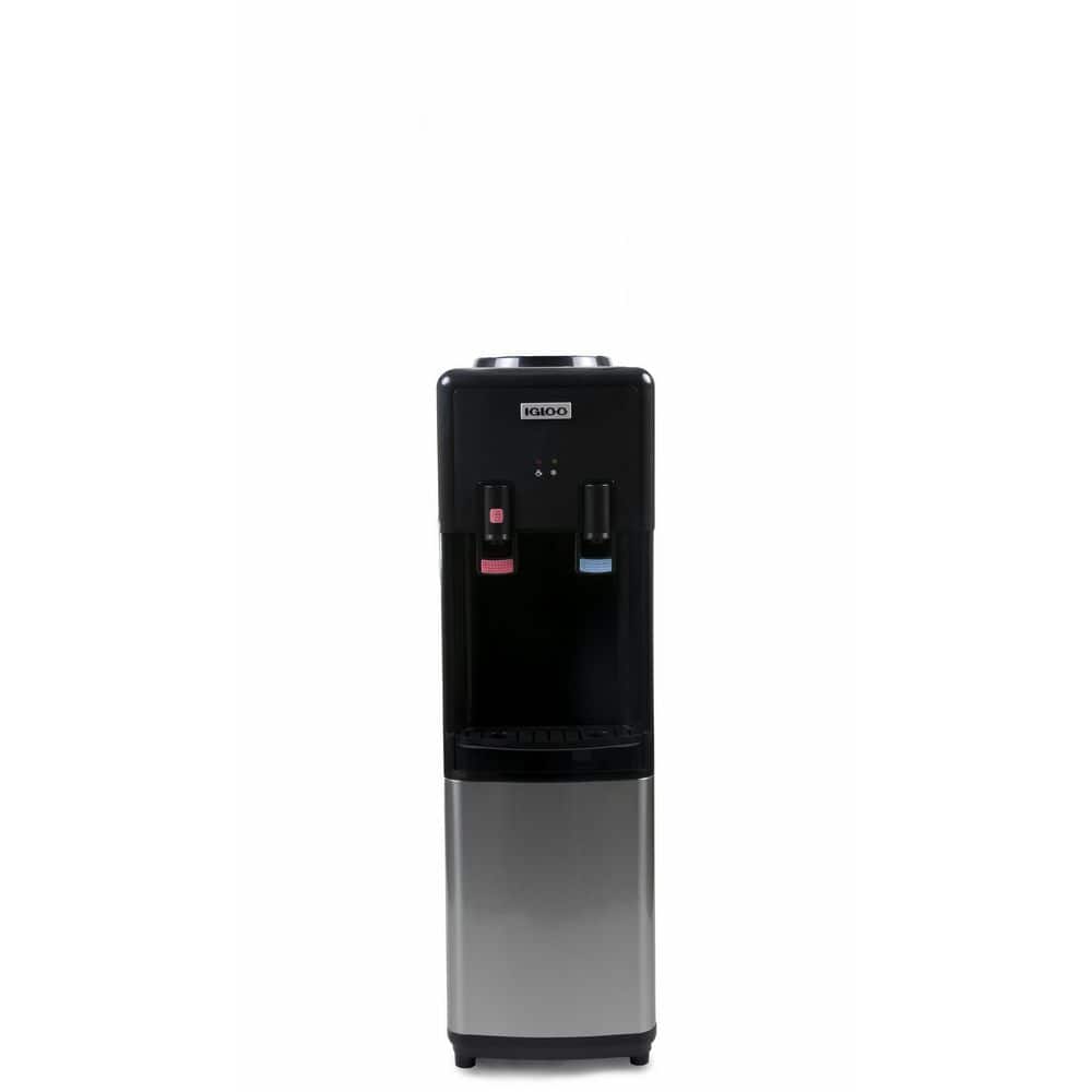Black Freestanding Top Loading Hot and Cold Water Dispenser