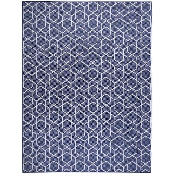 Horizon Indoor/Outdoor Navy 10 ft. x 14 ft. All-over design Contemporary Area Rug