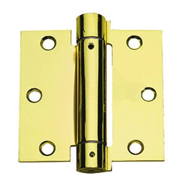 Global Door Controls 3.5 in. x 3.5 in. Bright Brass Steel Spring Hinge (Set of 3)