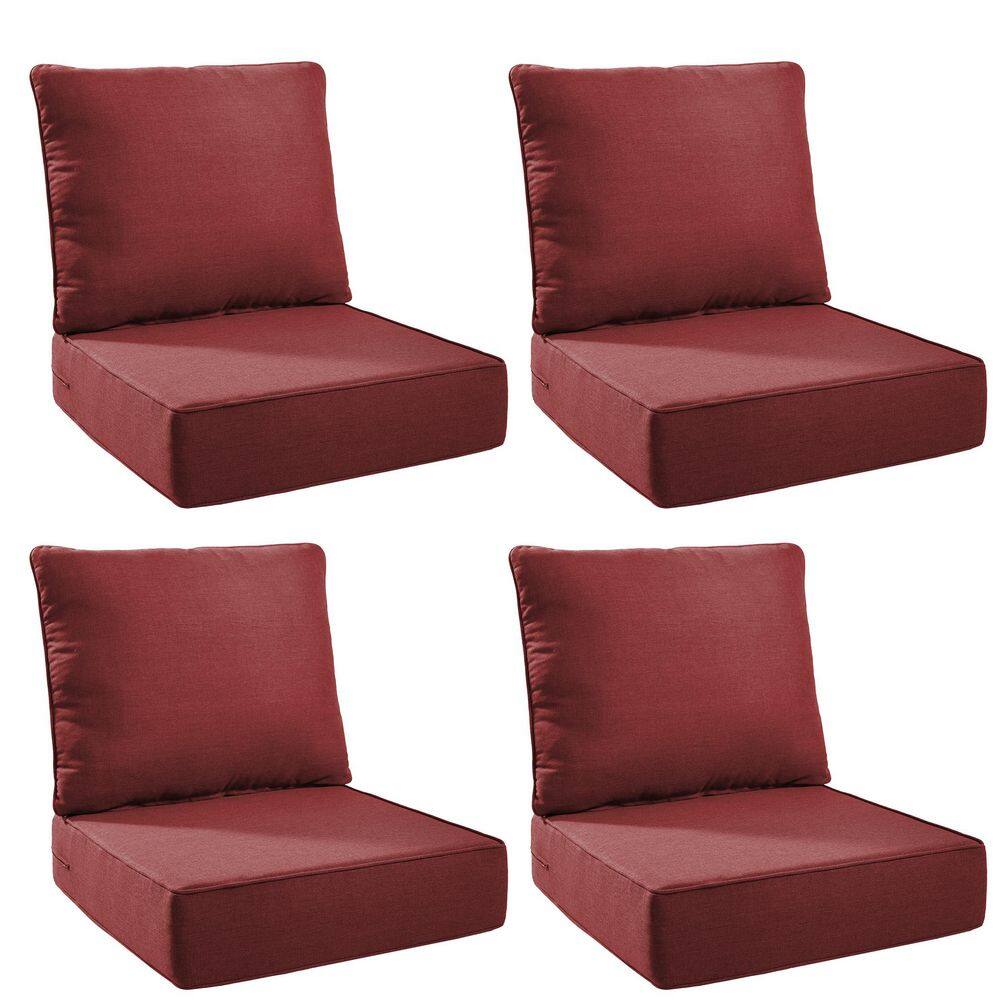 Duraolex 24 in. W x 24 in. D x 6 in. Thick Square 8-Piece Deep Seating Outdoor Lounge Chair Olefin Cushion in Red price history on PriceWatchPro