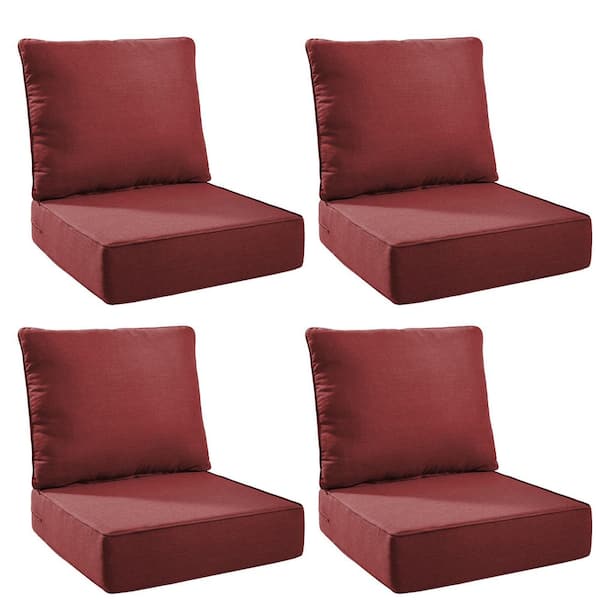 Duraolex 24 in. W x 24 in. D x 6 in. Thick Square 8-Piece Deep Seating Outdoor Lounge Chair Olefin Cushion in Red