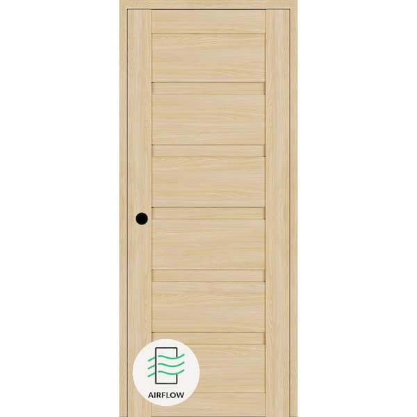 Louver DIY-Friendly 32 in. W. x 80 in. Right-Hand Loire Ash Wood Composite Single Swing Interior Door