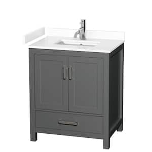 Sheffield 30 in. W x 22 in. D x 35.25 in. H Single Bath Vanity in Dark Gray with White Cultured Marble Top
