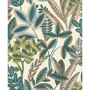 Liani Cream Green Painterly Botanical Wallpaper Sample