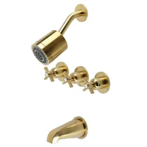 Millennium 3-Handle 2-Spray Tub and Shower Faucet in Brushed Brass (Valve Included)