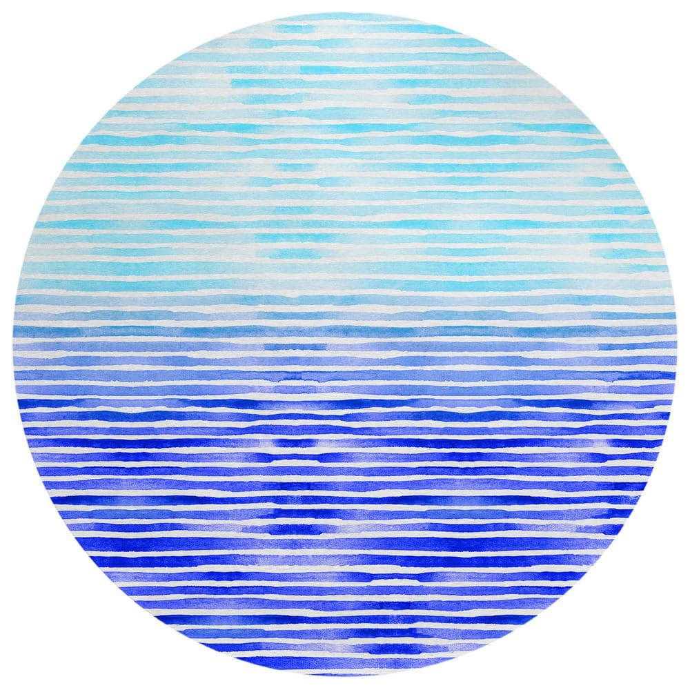 Surfside Blue 8 ft. x 8 ft. Geometric Indoor/Outdoor Area Rug
