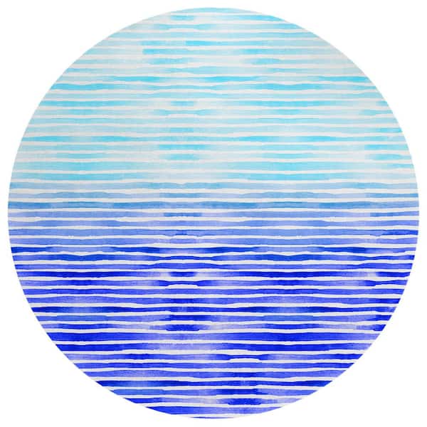 Addison Rugs Surfside Blue 8 ft. x 8 ft. Geometric Indoor/Outdoor Area Rug