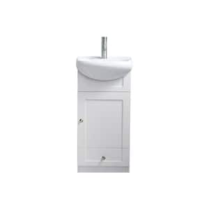 18 "W x 10 "D x 36 "H Small Bathroom Vanity in White with White Ceramic Single Sink