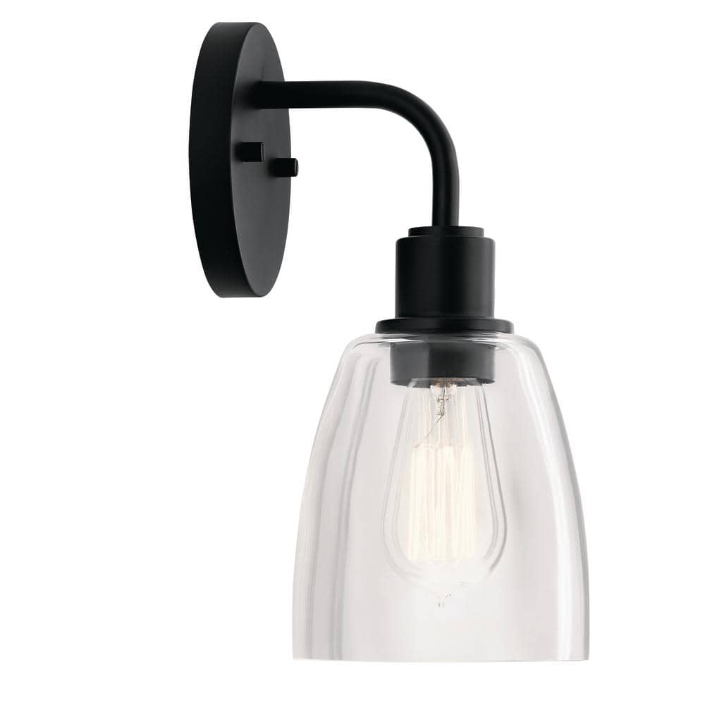 Meller Industrial Black 11'' Wall Sconce with Clear Glass