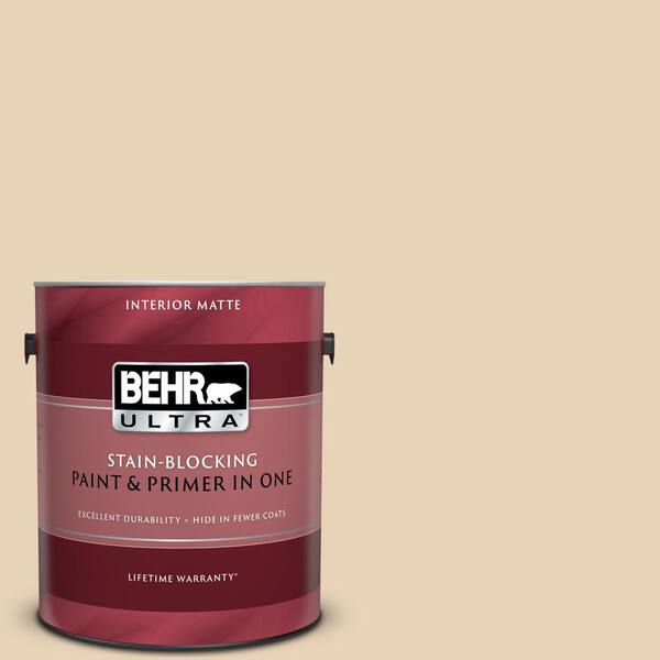 BEHR ULTRA 1 gal. #UL150-11 Sand Pearl Matte Interior Paint and Primer in One
