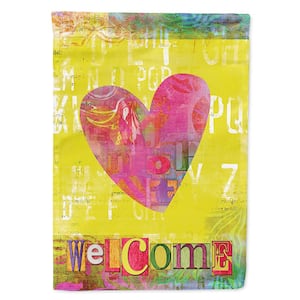 11 in. x 15-1/2 in. Polyester Artsy Welcome Heart 2-Sided 2-Ply Garden Flag