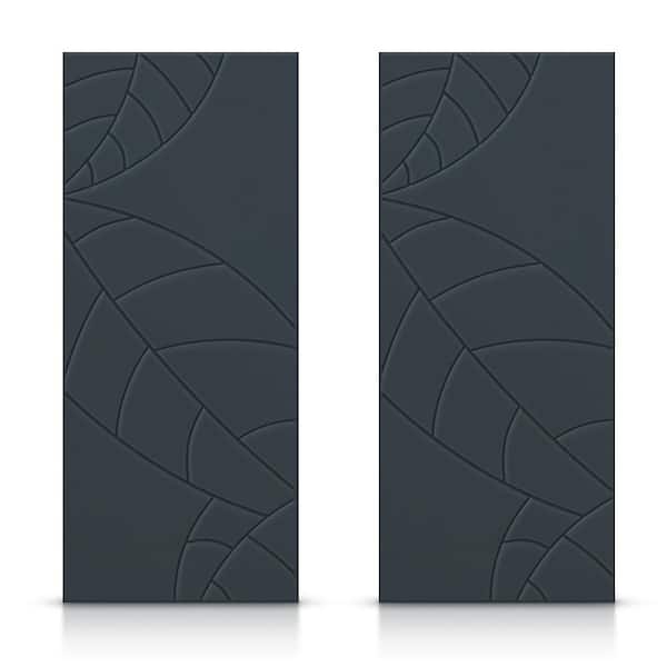 CALHOME 48 in. x 80 in. Hollow Core Charcoal Gray Stained Composite MDF Interior Double Closet Sliding Doors