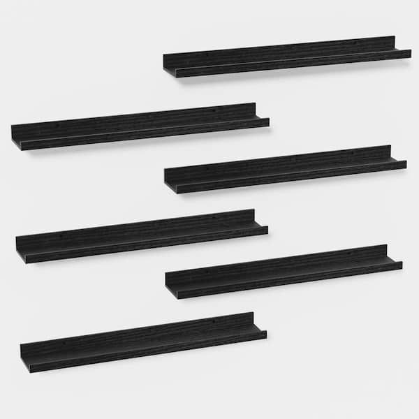 35.4 in. W x 5.1 in. D Black Wooden Picture Ledge Decorative Wall Shelf 6-Pack for Living Room, Bedroom, Nursery