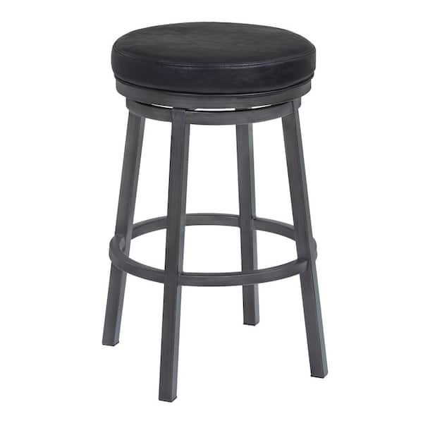 Metal Swivel Backless Bar Stool, Faux Leather Counter Height Swivel Bar Stools