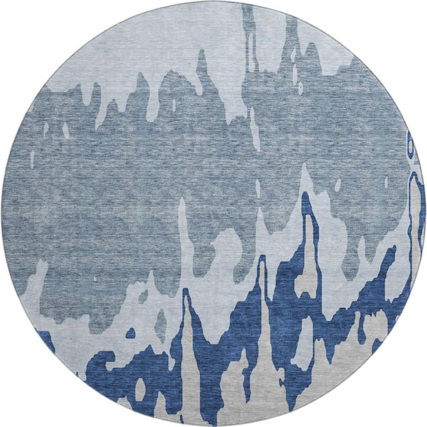 Addison Rugs Mayfield Premium Machine Washable Abstract AMF961 Sky 8 ft. x 8 ft. Round Rug