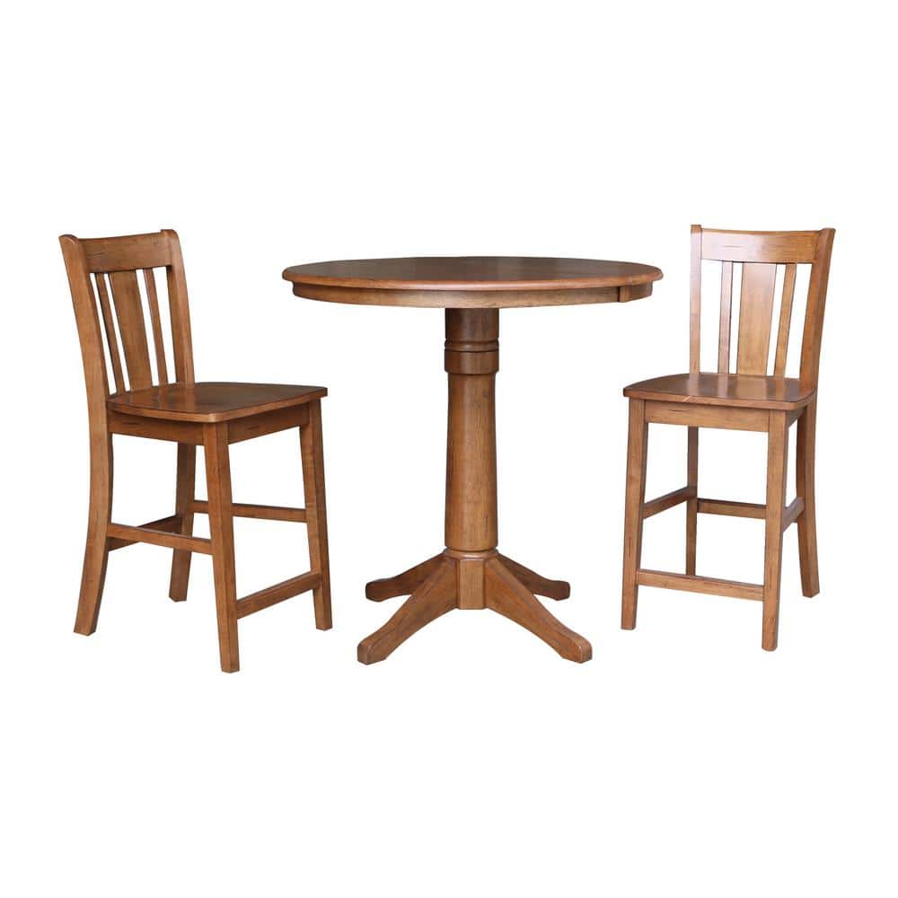 International Concepts Distressed Oak 48 in. Oval Dining Table with 2-Counter-Height Stools (3-Piece) -  K42-36RXT-27B-S102-2
