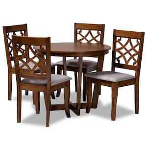 Tricia 5-Piece Grey and walnut brown Dining Set