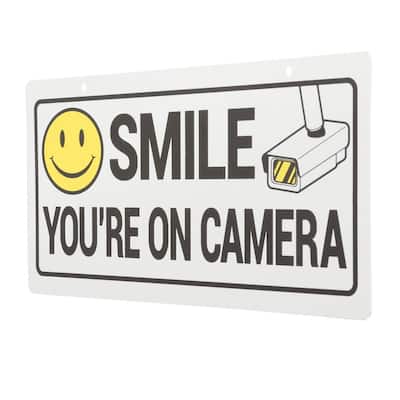 5 in. x 10 in. Smile-Security Camera Sign