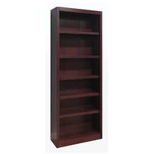 84 in. Cherry Wood 6-shelf Standard Bookcase with Adjustable Shelves