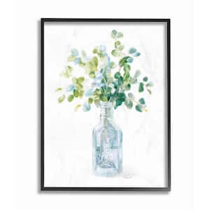 24 in. x 30 in. "Flower Jar Still Life Green Blue Painting" by Danhui Nai Framed Wall Art