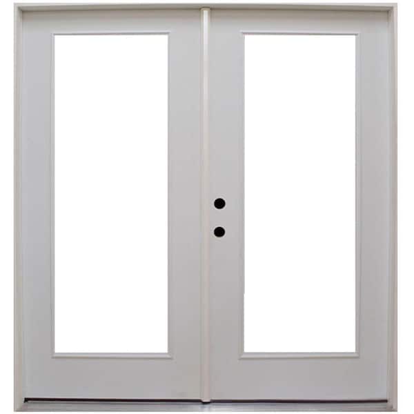 Steves & Sons Element 72 in. x 80in. Primed Right Hand Inswing Steel Full Lite Clear Tempered Glass Prehung Double Patio Door