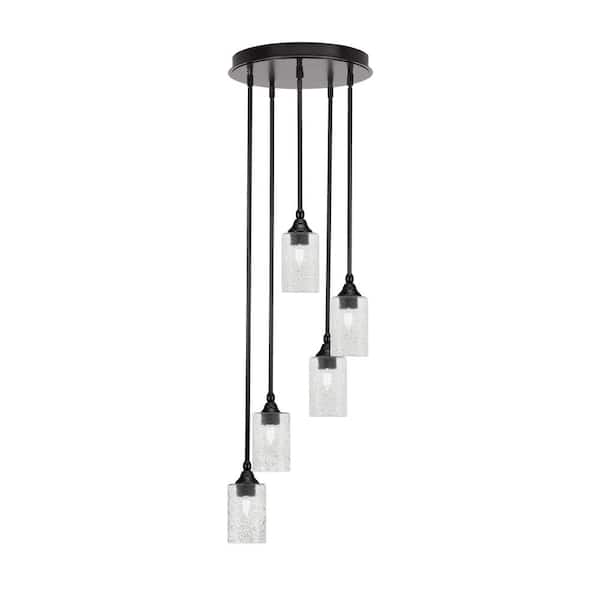 Unbranded Villa 5 Light Espresso Pendant, Cluster Pendant Light with 4 in. Smoke Bubble Glass Shades, No Bulbs Included